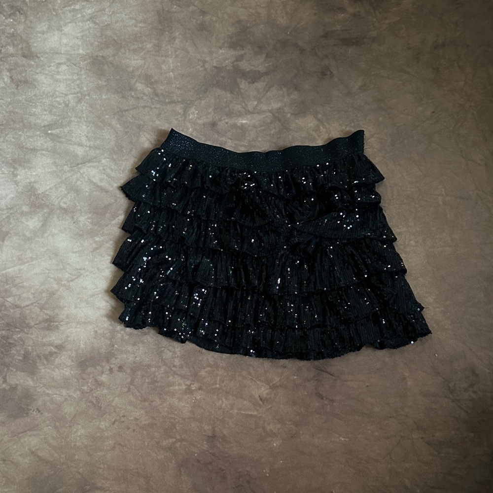 Rachael & Chloe Black Sequin Ruffle Mini Skirt